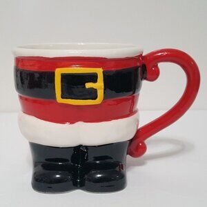 NEW RARE Boston Warehouse Christmas Santa Claus Pants Mug 18 OZ Stoneware